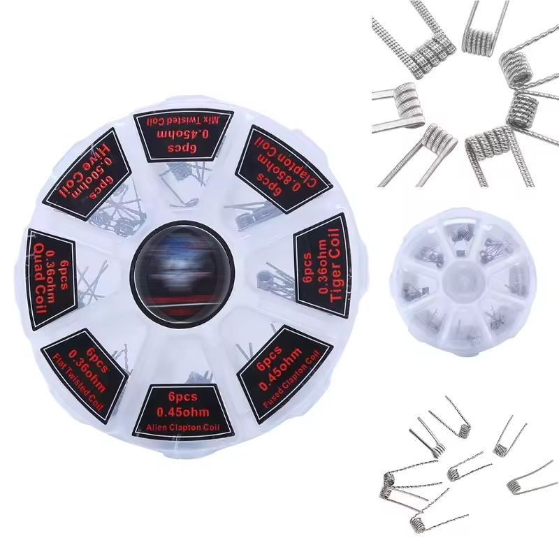 48Pcs/Set Pre Built Coils RTA  - مراجعة Clapton Wire Pre Built وسعره