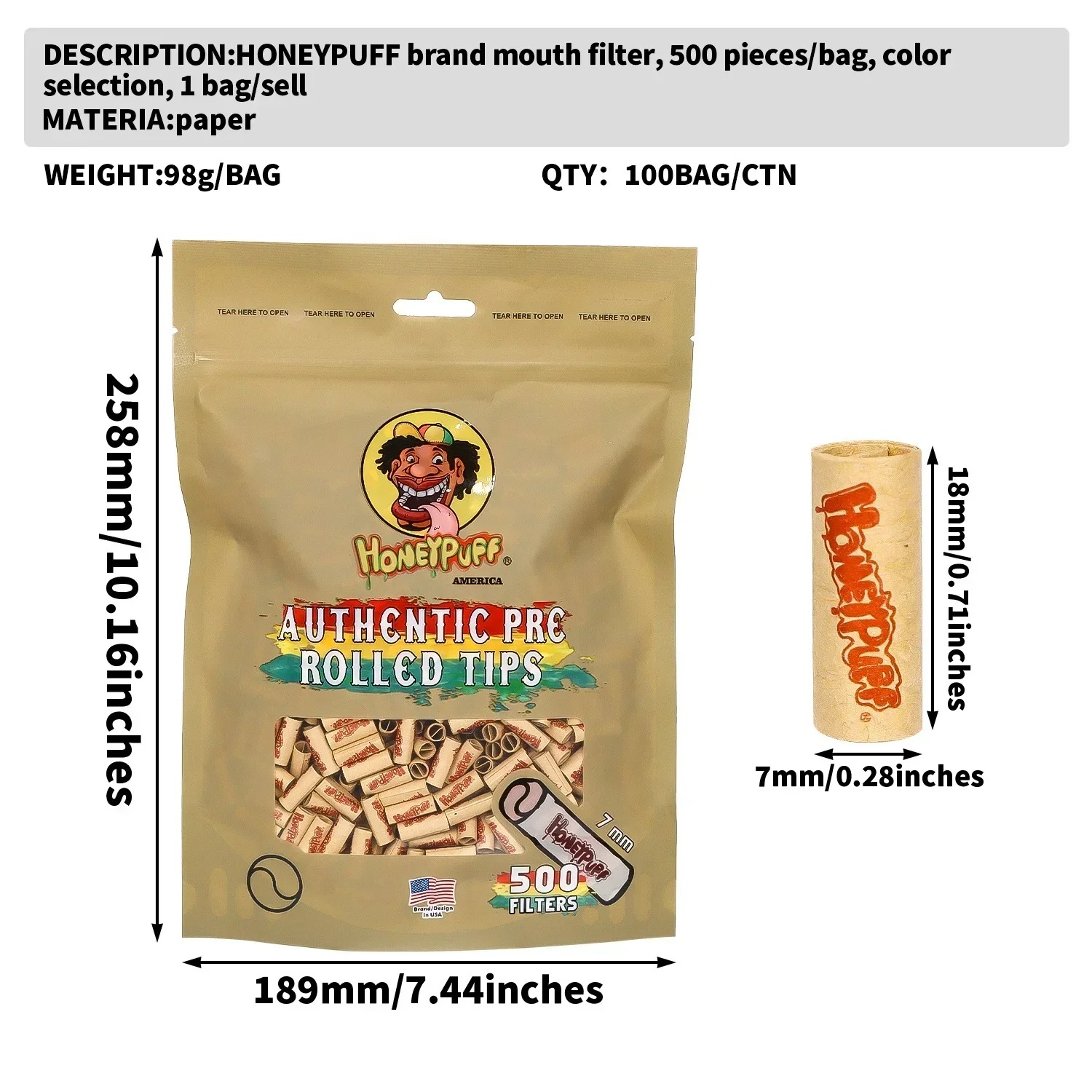 500Pcs/Lot Natural Unrefined P - مراجعة Smoking & Vaping Accessories وسعره